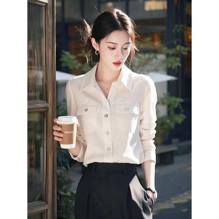 法式polo长袖衬衫女2025春季新款设计感小众独特别致高端绝美上衣