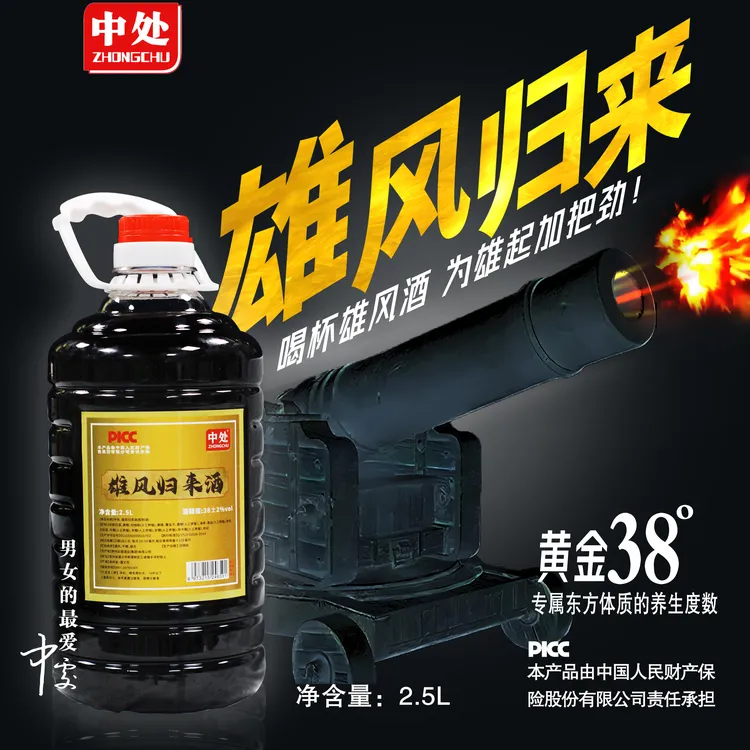 中处雄风归来酒(品鉴装)38度男士专用、养生酒保健酒38度2.5/L