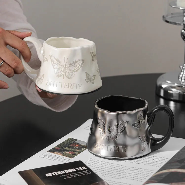 高级感杯子轻奢马克杯家用精致咖啡杯陶瓷杯大容量水杯创意高颜值