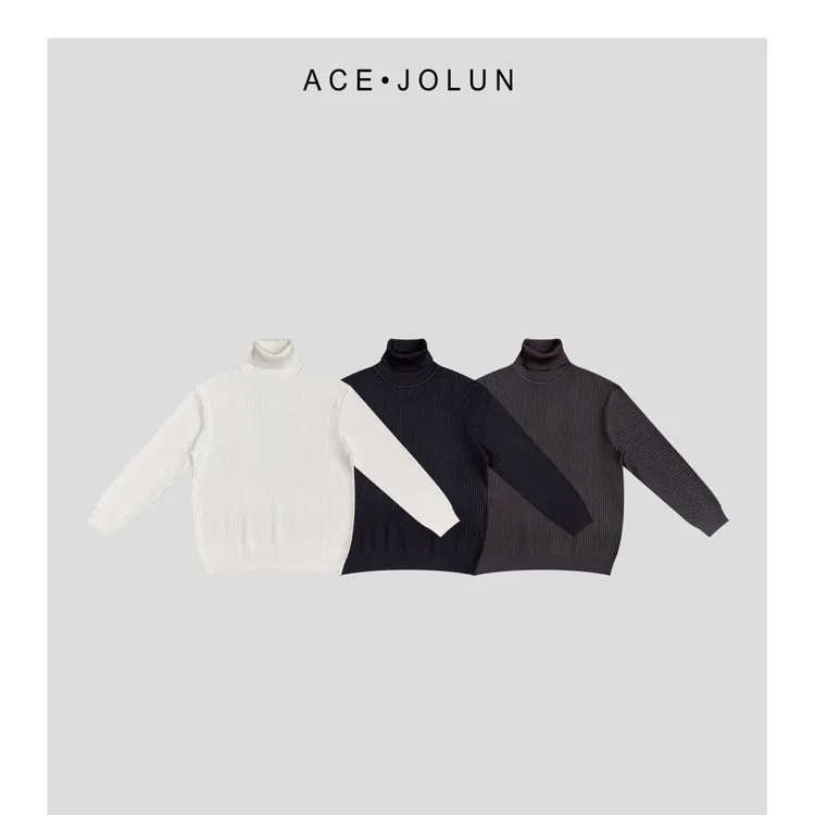 【竖纹高领】老钱风肌理感毛衣秋冬加厚正肩长袖轻奢套头针织衫