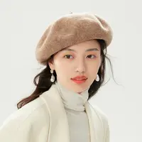 siggi 帽子羊毛贝雷帽女秋冬英伦复古红画家帽大头围显脸小蓓蕾帽