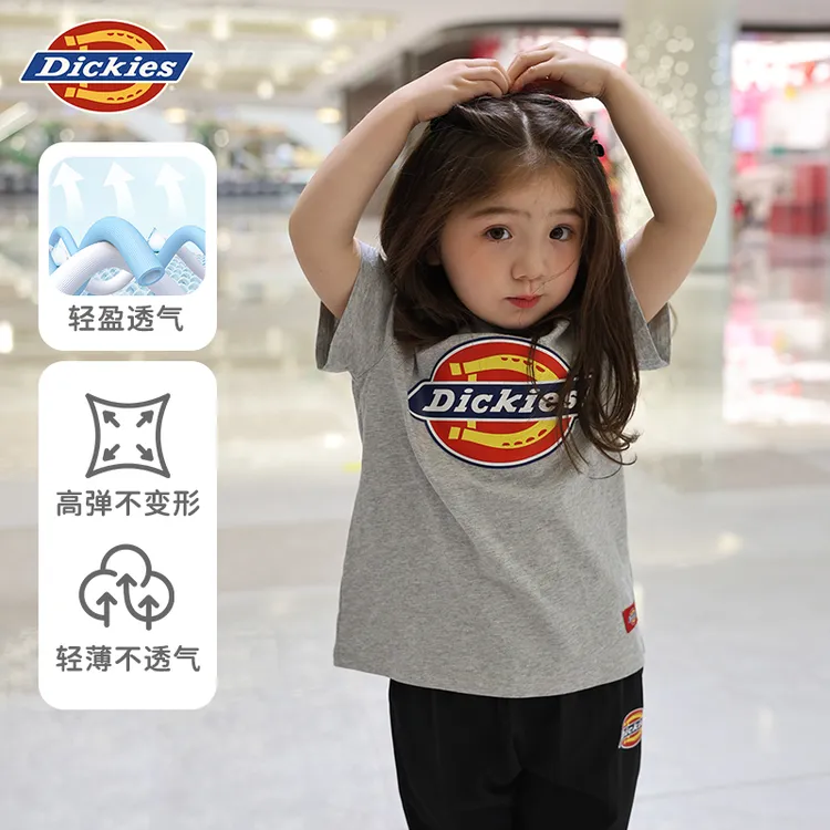 Dickies童装短袖T恤 大彩标多色大码t恤纯棉休闲夏季儿童运动透气