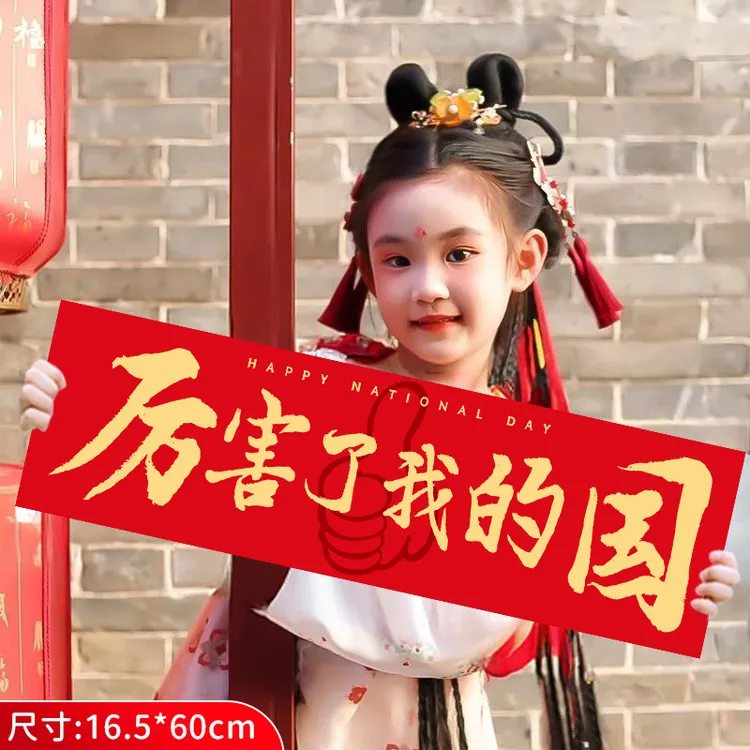 氛围装饰手持小横幅创意拍照道具幼儿园合影背景手拉旗国庆节G413