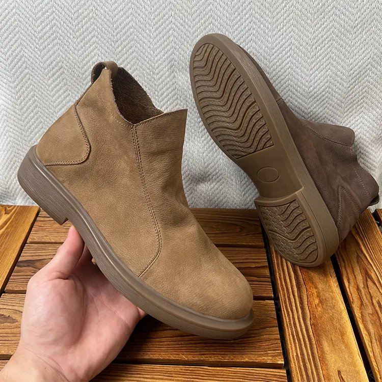 新款英伦风车缝线马丁靴透气休闲皮鞋切尔西百搭潮流复古秋冬加绒