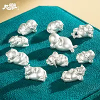 九乐 足银银制品 999可爱萌宠动物会 躺精致古法錾刻素款银摆件  