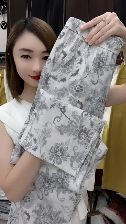 J9038 夏款水洗苎麻时尚直筒裤