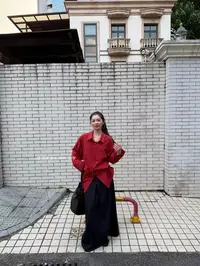 米古古AB # 862#福 翻领气质宽松百搭休闲衬衣（衣长69）