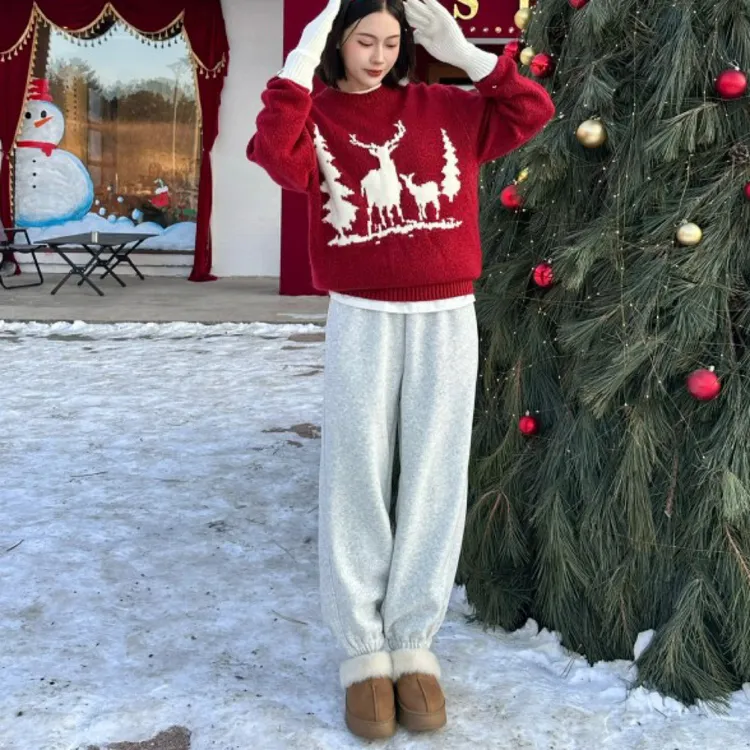 【加绒休闲直筒裤】宽松百搭秋冬新款洋气气质直筒裤-4105