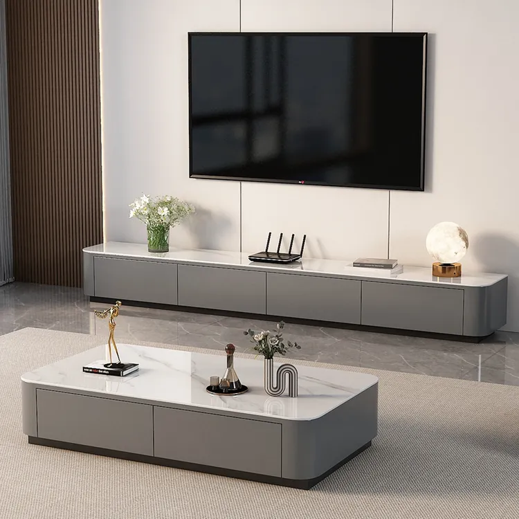 岩板电视柜客厅家用落地现代简约轻奢高级感小户型茶几组合极简