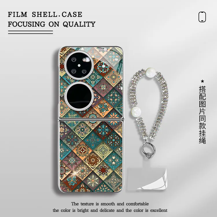 适用于华为pocket2新款五彩图腾蓝光玻璃折叠手机壳