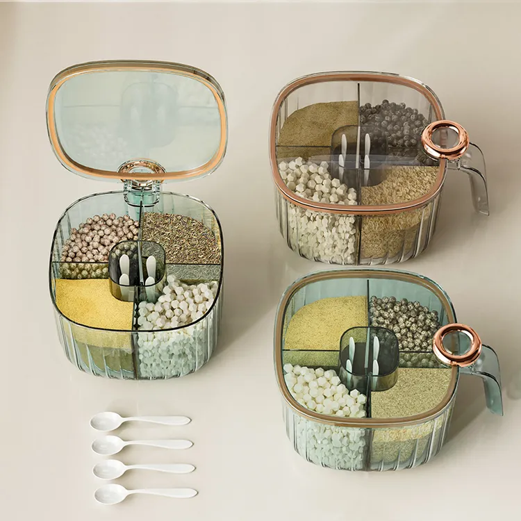 厨房调料罐组合套装家用厨房用品盐糖味精五格透明一体多格调味盒