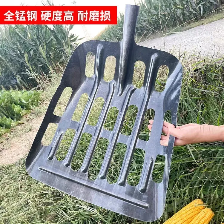 收玉米专用空心铁锹玉米棒芯圆头平头加厚特大号锰钢漏眼锹玉米铲商品图