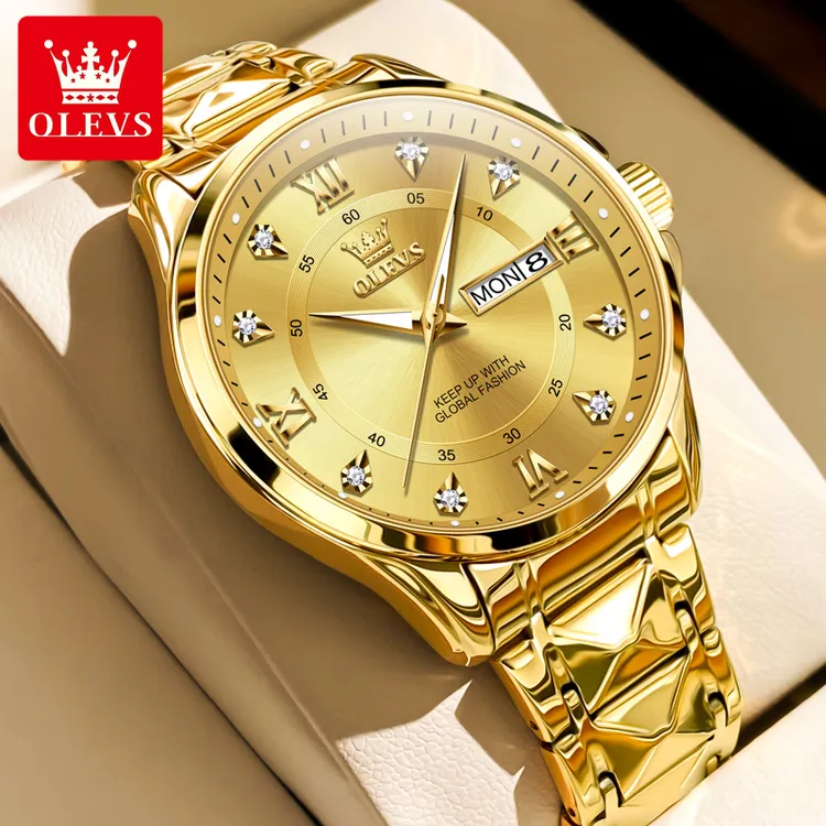 高档男士手表正品牌全自动男款机械表18k金色防水夜光石英男名表