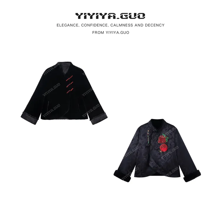 yiyiya.Guo艺艺吖【石榴运转】斜襟双面穿皮毛一体外套090156SS52
