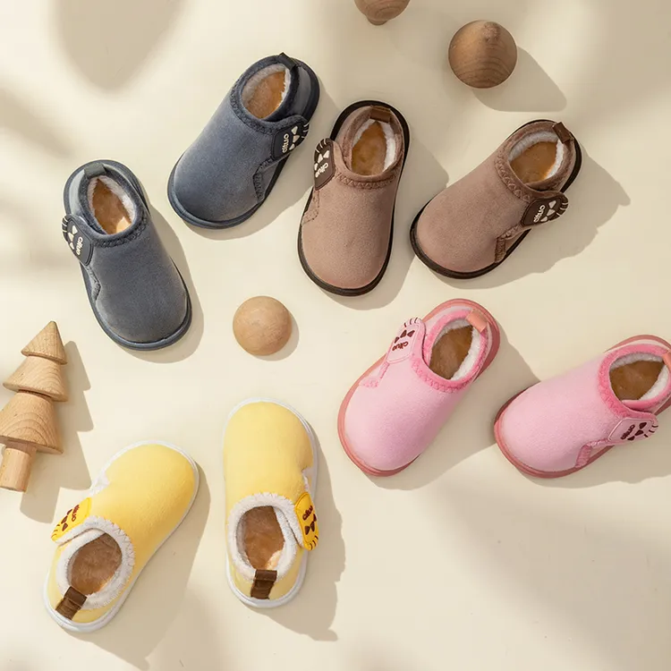 儿童魔术贴棉鞋软底加绒秋冬季棉拖鞋室内居家保暖包跟加厚童鞋