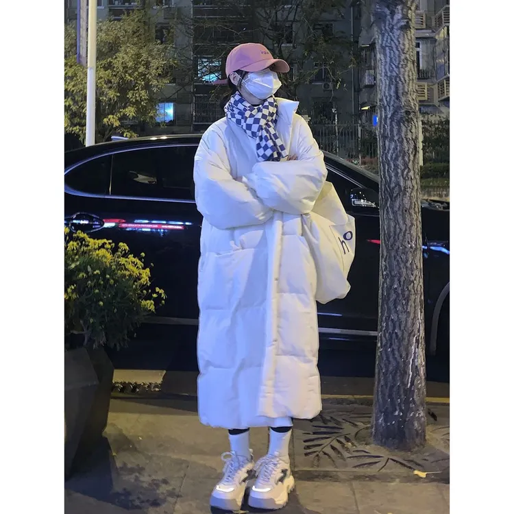 棉服女中长款冬新款韩系宽松学生过膝棉衣棉袄加厚面包服外套