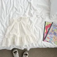 （现货）女童夏季棉布娃娃衫洋气小女孩无袖衬衫上衣宽松JDYXW56898