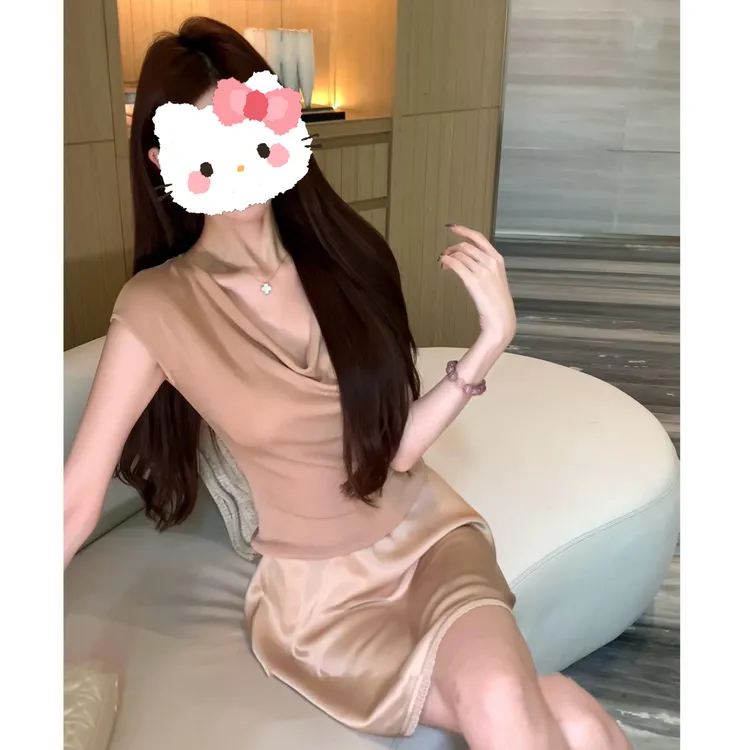 夏季温柔千金风御姐纯欲风弹力显瘦舒适百搭上衣半身裙新款套装