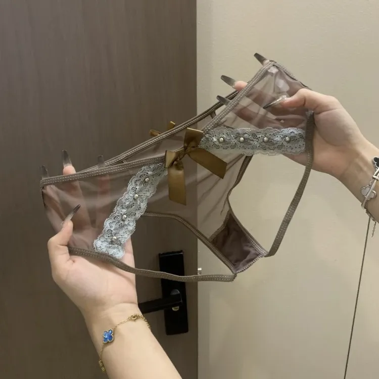 反转镂空* 法式性感后臀杀蕾丝蝴蝶结女士内裤~纯欲勾人柳钉设计~