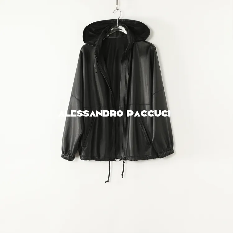 AP洛哥53034PY【独立内核】黑标/小羔羊皮可收纳帽子立领时尚皮衣