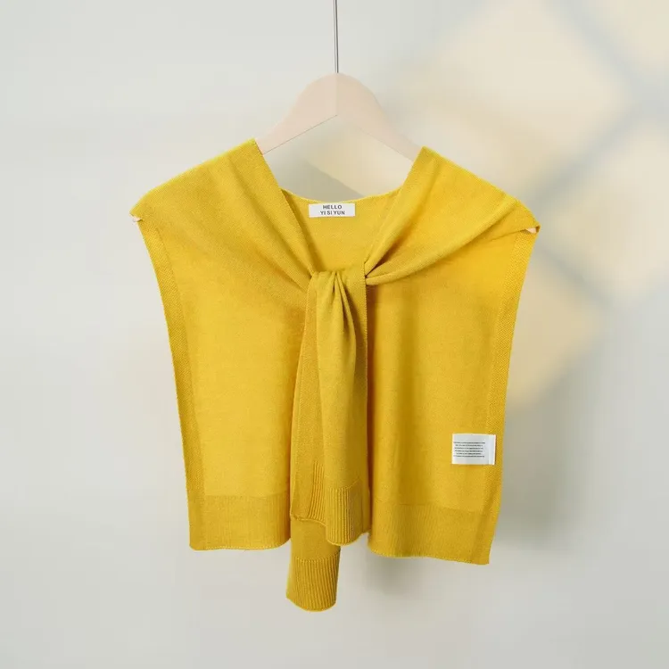 针织交叉披肩女空调房外搭打结小坎肩披肩