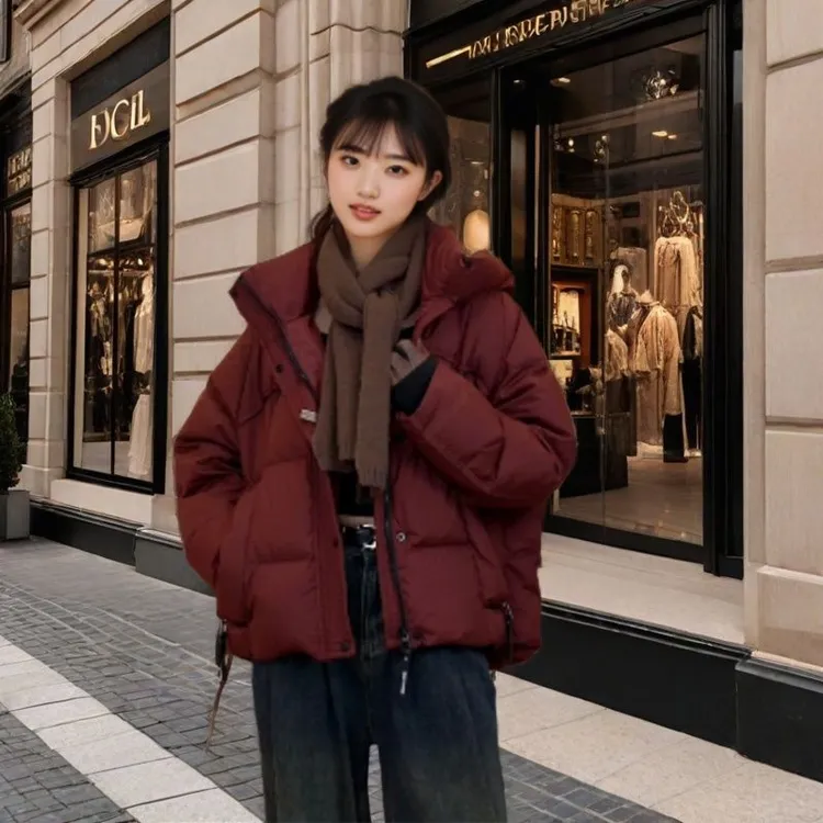 2025新款百搭宽松棉袄短款连帽面包服时尚洋气棉衣冬季外套加厚棉