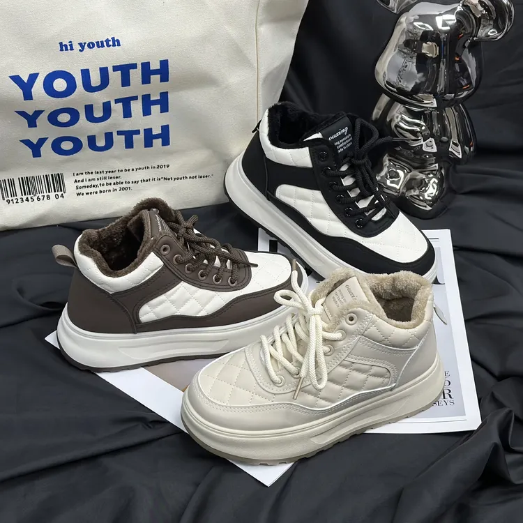 【KU】2024冬季加绒小白鞋新款韩版ins女学生增高运动板鞋休闲鞋