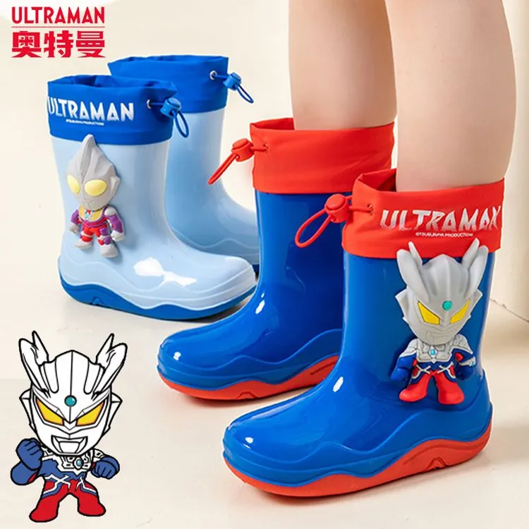 奥特曼儿童雨鞋25年新款束口雨靴赛罗中筒防滑男孩小学生防水胶靴
