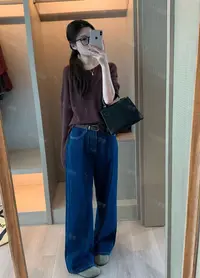 WEN 25新款韩版百搭蓝色休闲风牛仔裤WWK0406