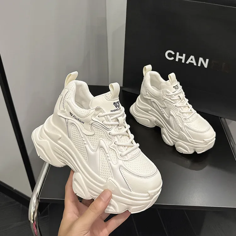 内老爹鞋女款2025年春季新款透气网面运动鞋女百搭厚底女鞋子