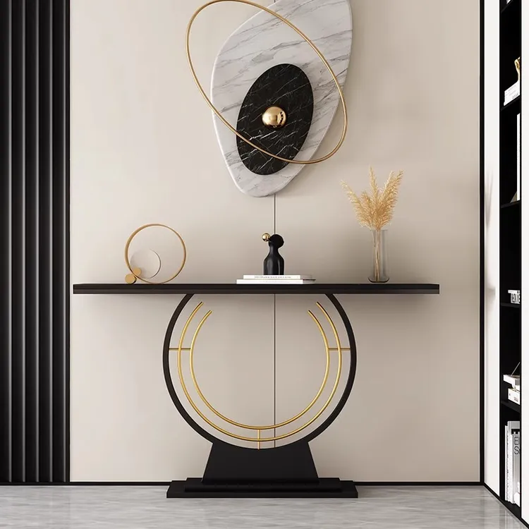 轻奢岩板玄关桌现代简约超窄新中式条案门厅入户柜进门靠墙端景台