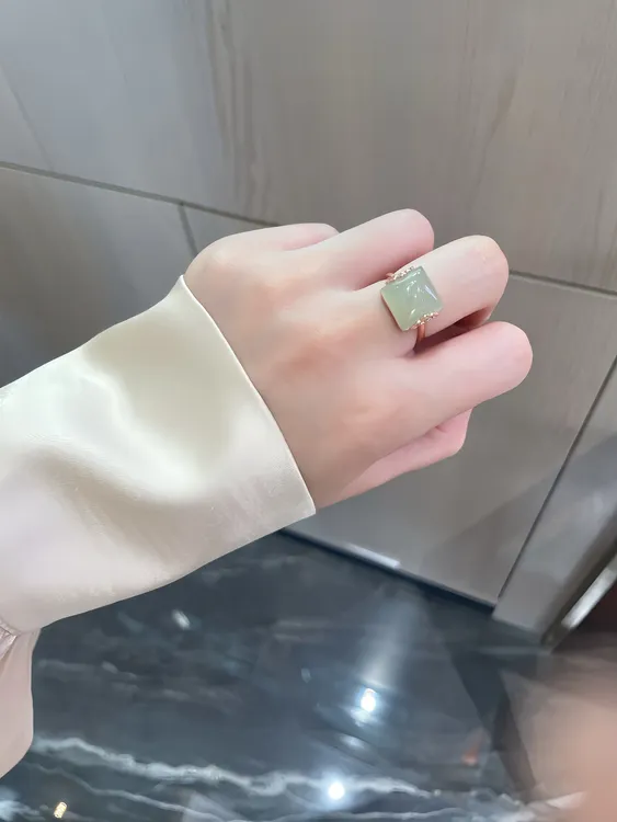 宝森方糖戒指双边云朵戒浅四方来财送礼物大蛋面显白气质百搭