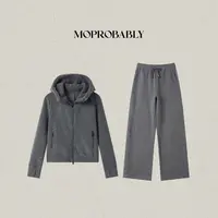 Moprobably李予诺「栖雾」简约时尚休闲百搭拉链连帽套装L5453007