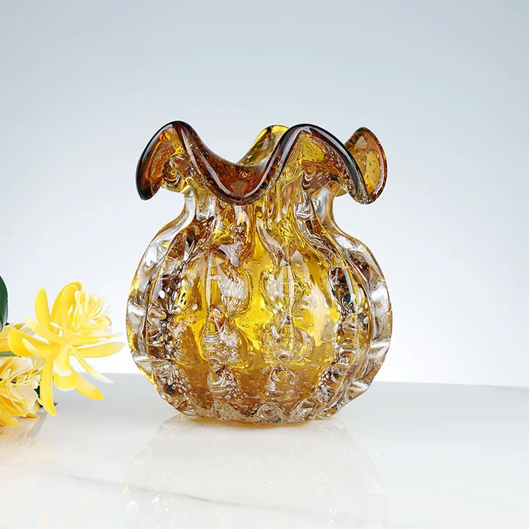 中式钱袋子花瓶寓意吉祥精致琉璃通透客厅插画花瓶钱袋造型乔迁礼
