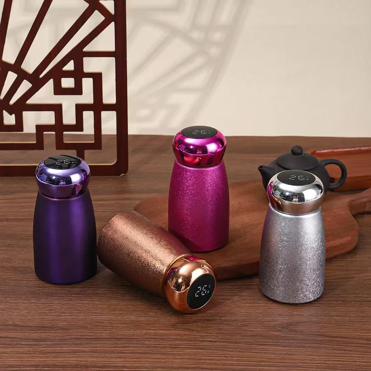 高颜值创意蘑菇杯230ml 覆钛内胆保温杯 便携式口袋杯智能显温杯