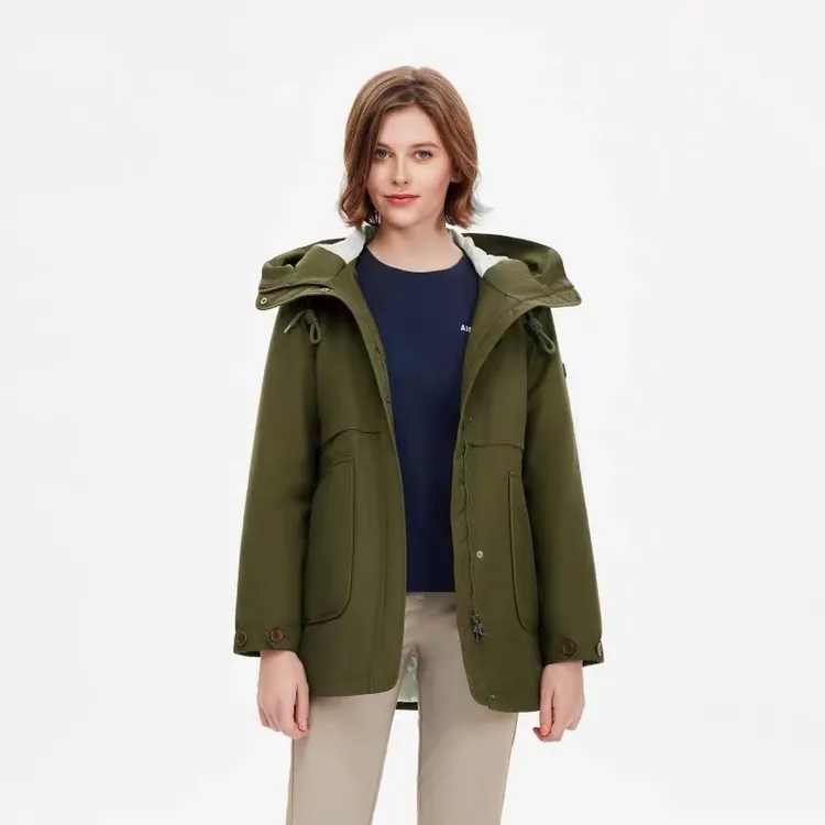 秋季防风防雨透汽保暖收腰棉女款