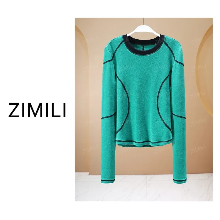 【亮哥欧货女装】冬季羊毛加厚《织锦系列》松绿色打底上衣26230