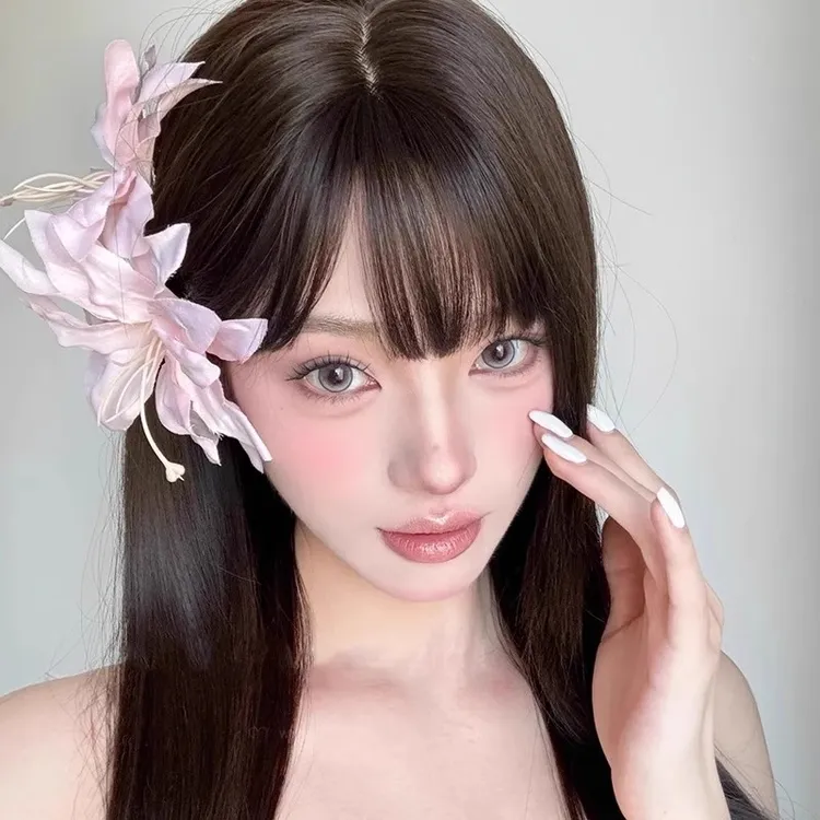 ins氛围感立体百合花朵发夹甜美少女刘海侧边夹前额碎发夹头饰