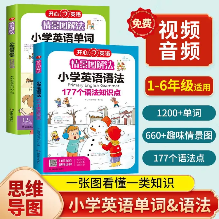 开心【语法+单词】小学英语语法+单词全面详解视频讲解英语学习