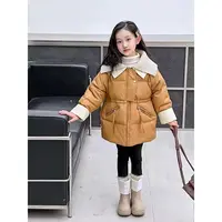 冬季新款女童夹棉中长款棉服外套潮流宽松儿童时尚zb5040简约童品