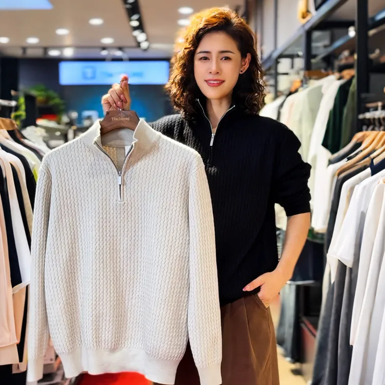 男装【亲肤柔软 松弛自恰】A88起风的深秋用一件毛衣拉开序幕半拉链