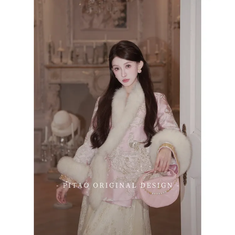 杜屁屁桃PITAO 原创【鸾凤和鸣】冬保暖90白鸭绒加厚气质羽绒服