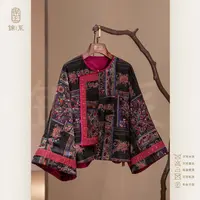 【锦系】35姆米香云纱新中式国风桑蚕丝圆领斜襟加棉太太服E-383251
