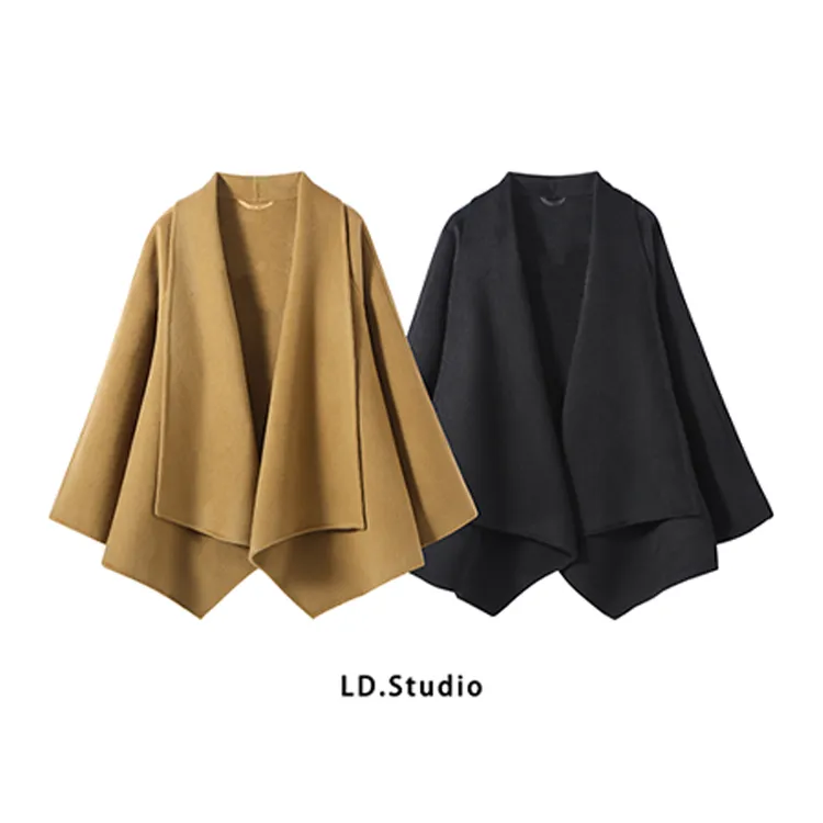 【南洋千金】100绵羊毛双面呢大衣斗篷毛呢外套女