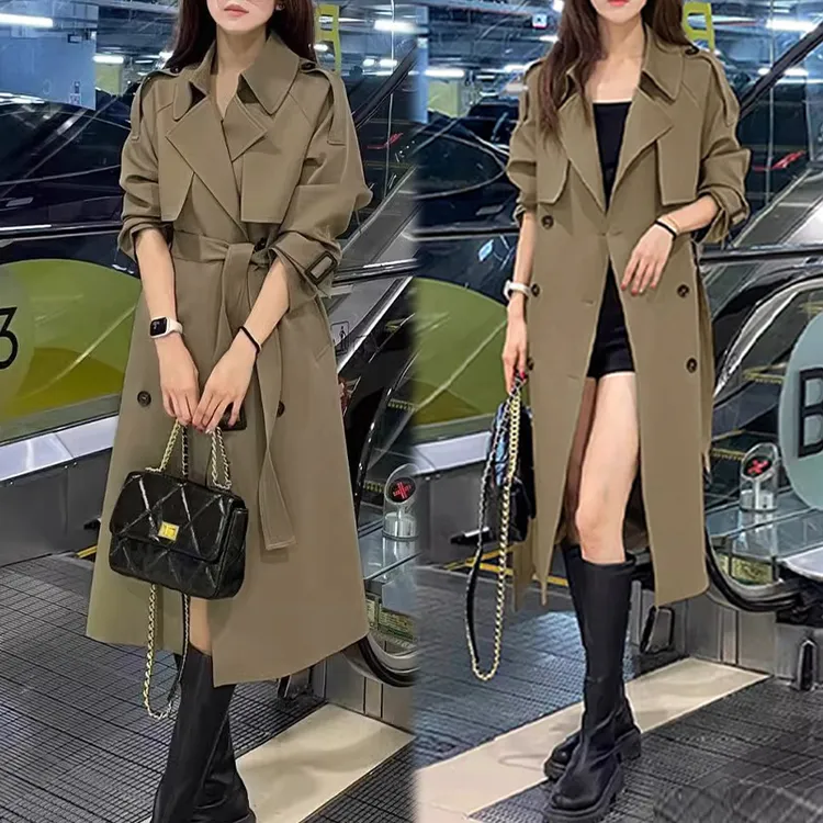 时尚中长款大衣外套女2025秋季慵懒风高级感显瘦过膝风衣宽松潮流