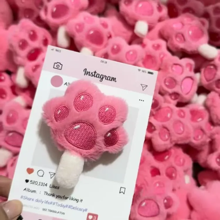 可爱爪爪冰棍发夹卡通粉色猫爪发夹甜美少女刘海侧边夹