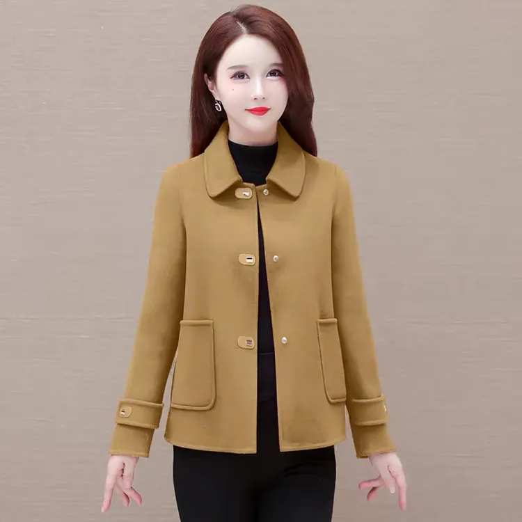 韩系外套女高端双面呢春秋款大衣爆款轻奢短款双面绒小个洋气外套