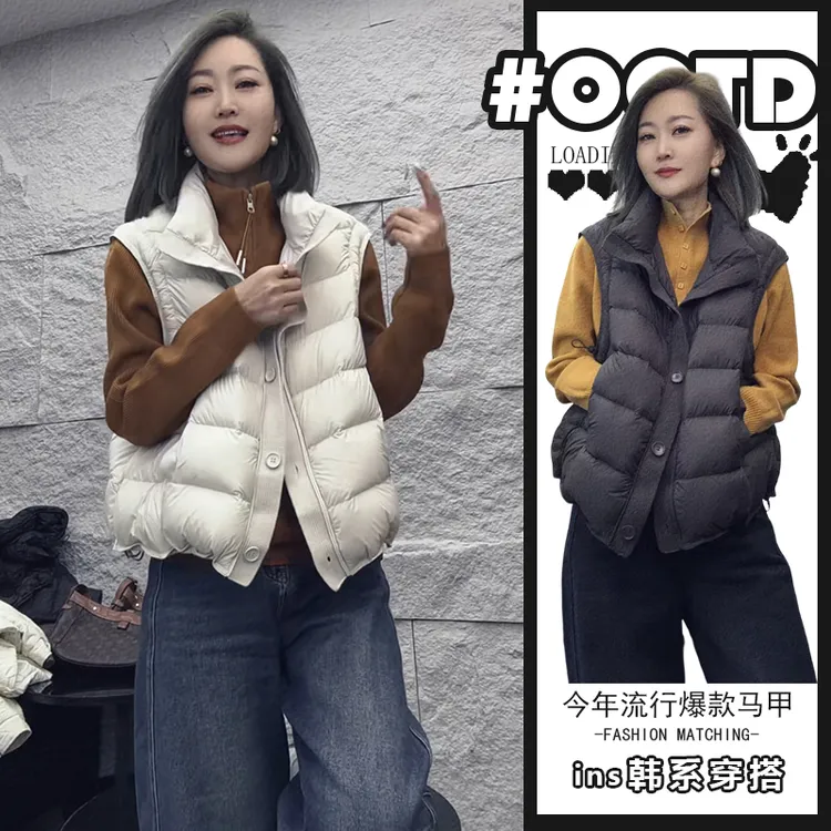 2025秋冬新款设计感别致叠穿宽松马甲欧美气质宽松百搭棉服外套潮