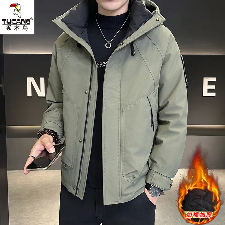 TUCANO/啄木鳥秋冬季男士外套加棉加厚保暖连帽工装夹克潮牌百搭