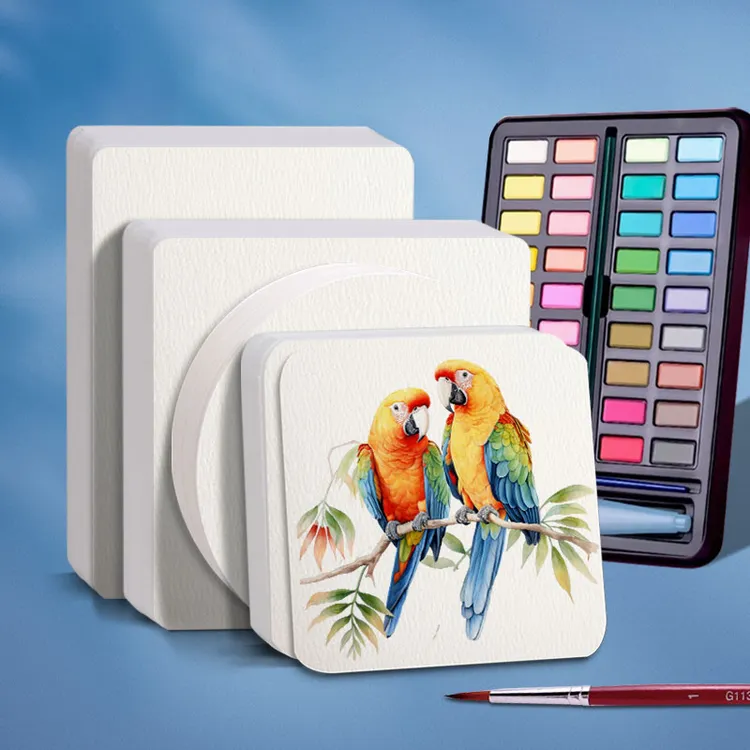 空白手绘水彩纸卡片素描纸美术木浆手写明信片diy手工填色书签